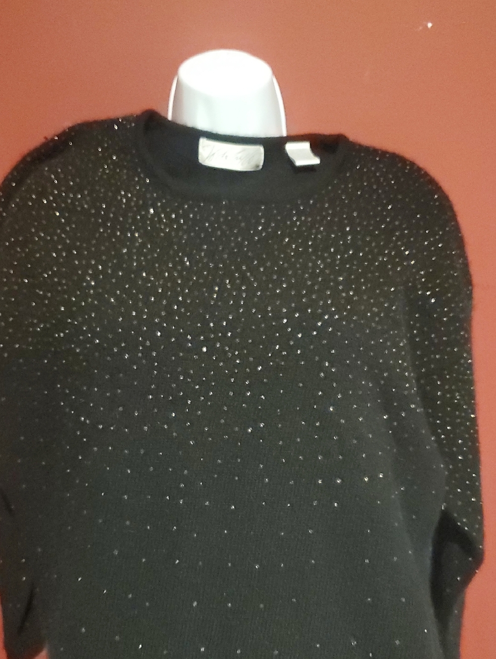 Lord Taylor wool long sweater Sz L. Black with sequins